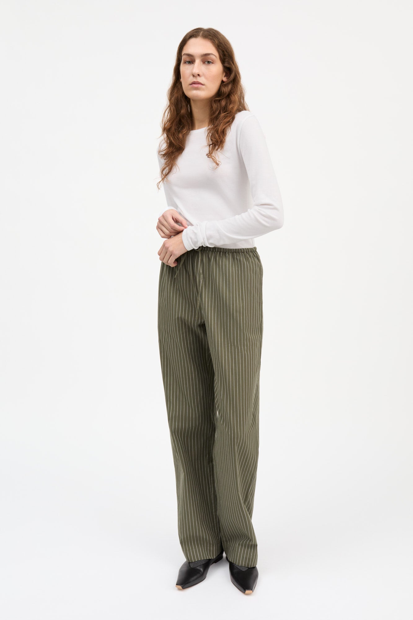 Addie pants - Green/White stripe – Skall Studio ENG