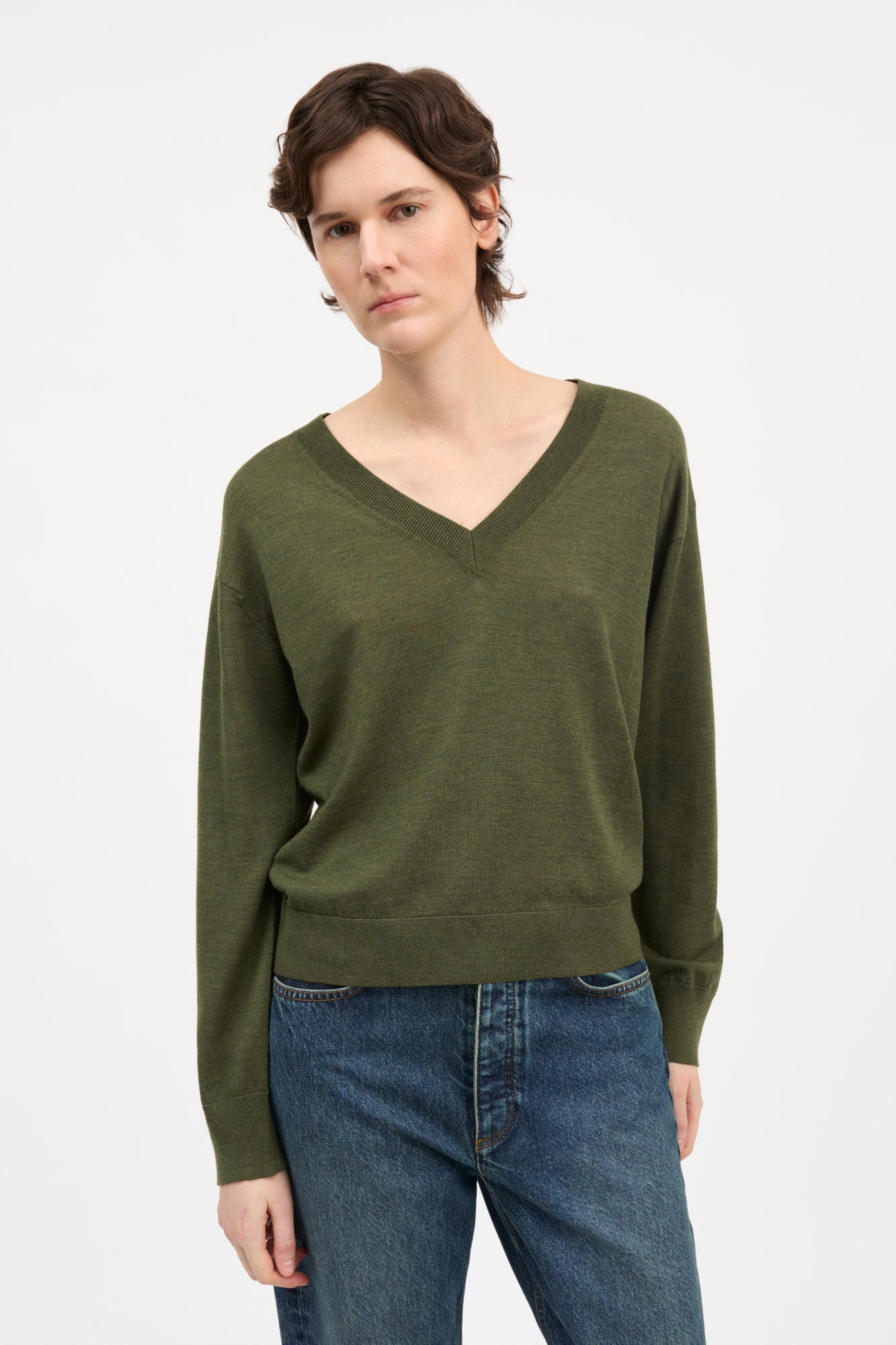 Skall Studio Amethyst V-neck jumper Jumper Green mélange