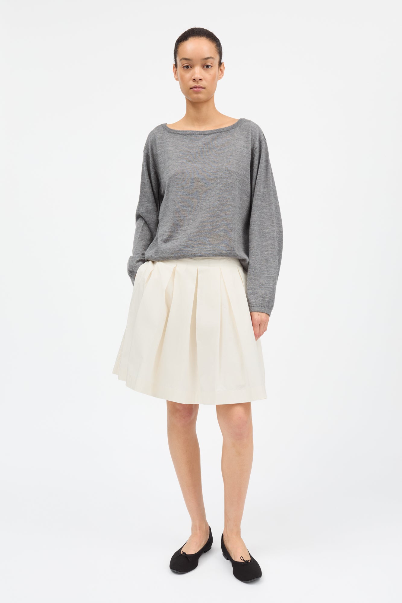 Skall Studio Amethyst boatneck blouse Blouse Grey melange