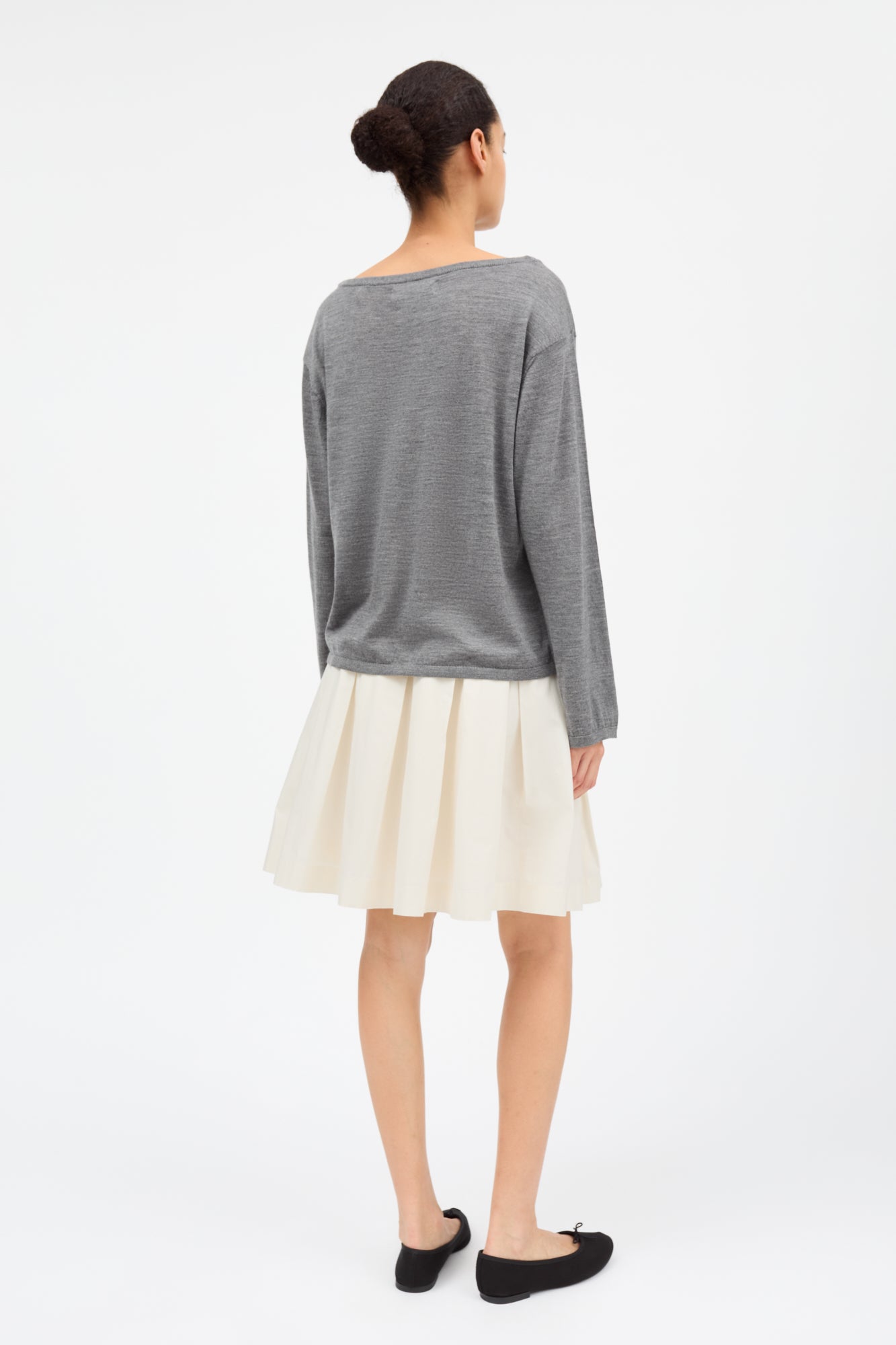 Skall Studio Amethyst boatneck blouse Blouse Grey melange