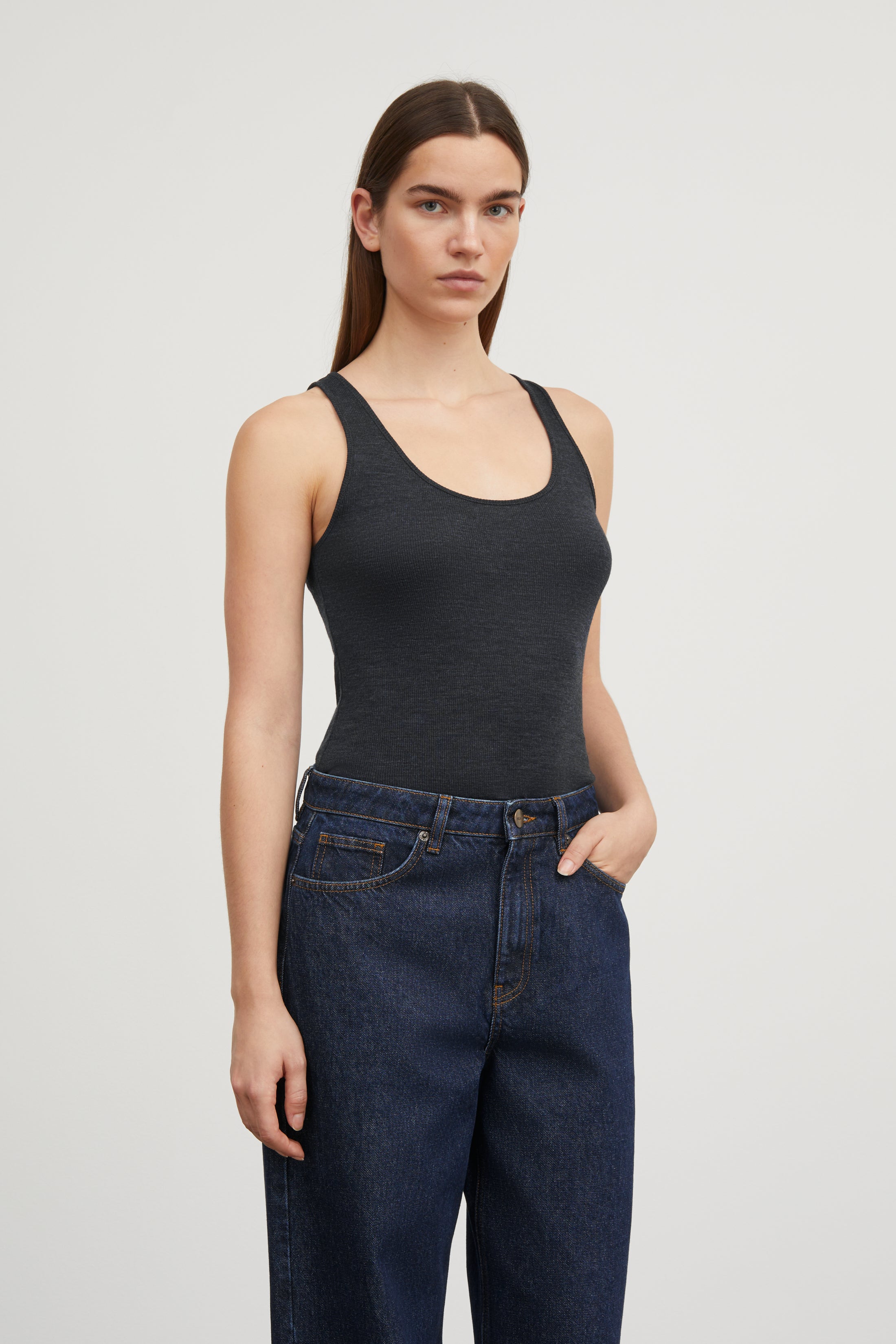 Skall Studio Amy top Top Dark Grey Melange