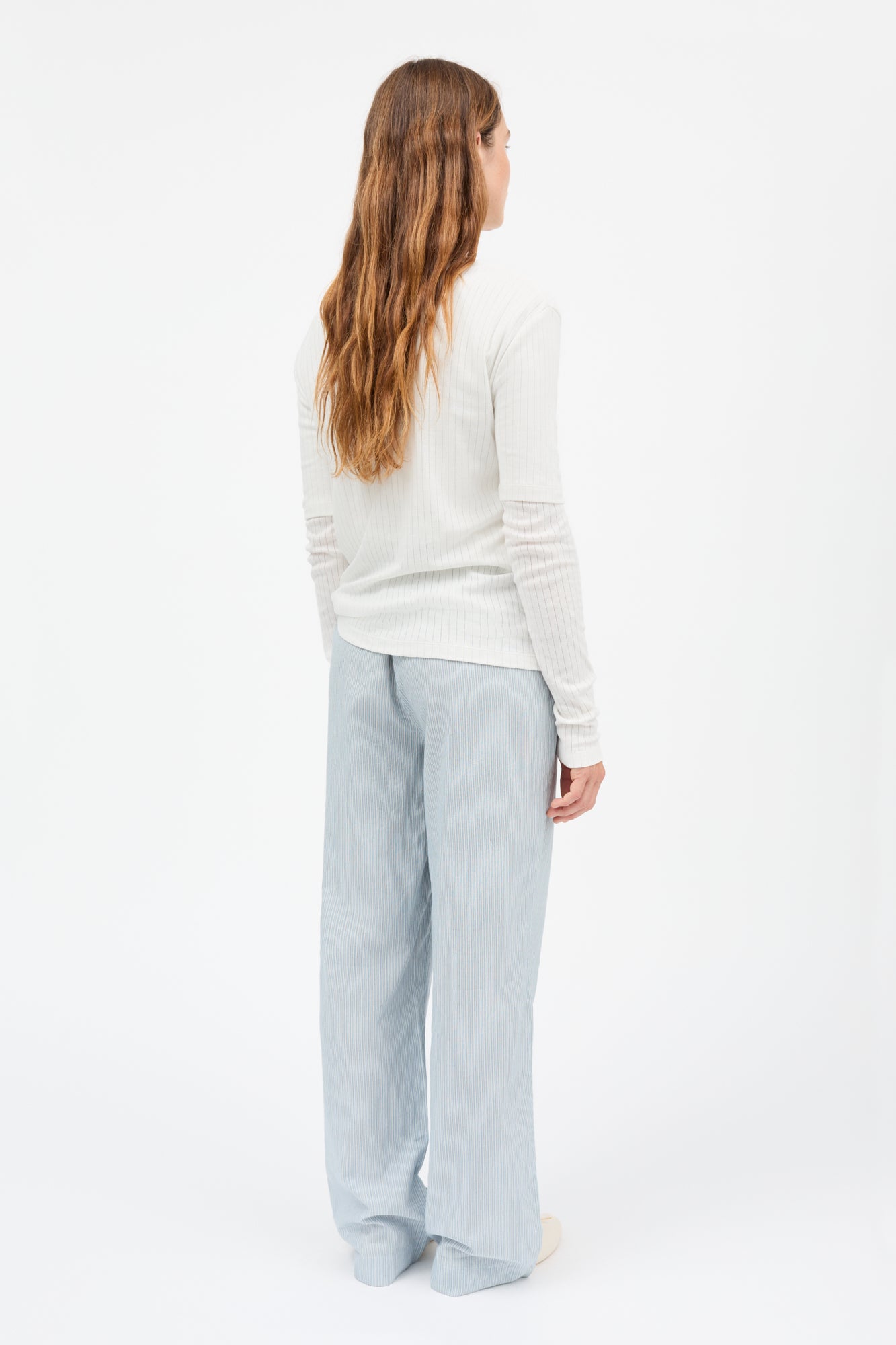 Aude pants - Tiny blue stripe – Skall Studio ENG