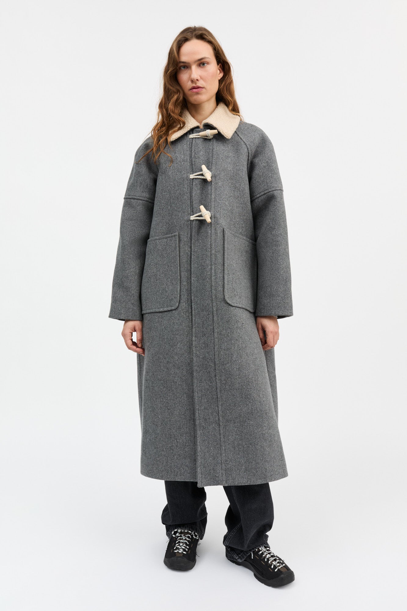 Skall Studio Bibi duffle coat Coat Grey structure