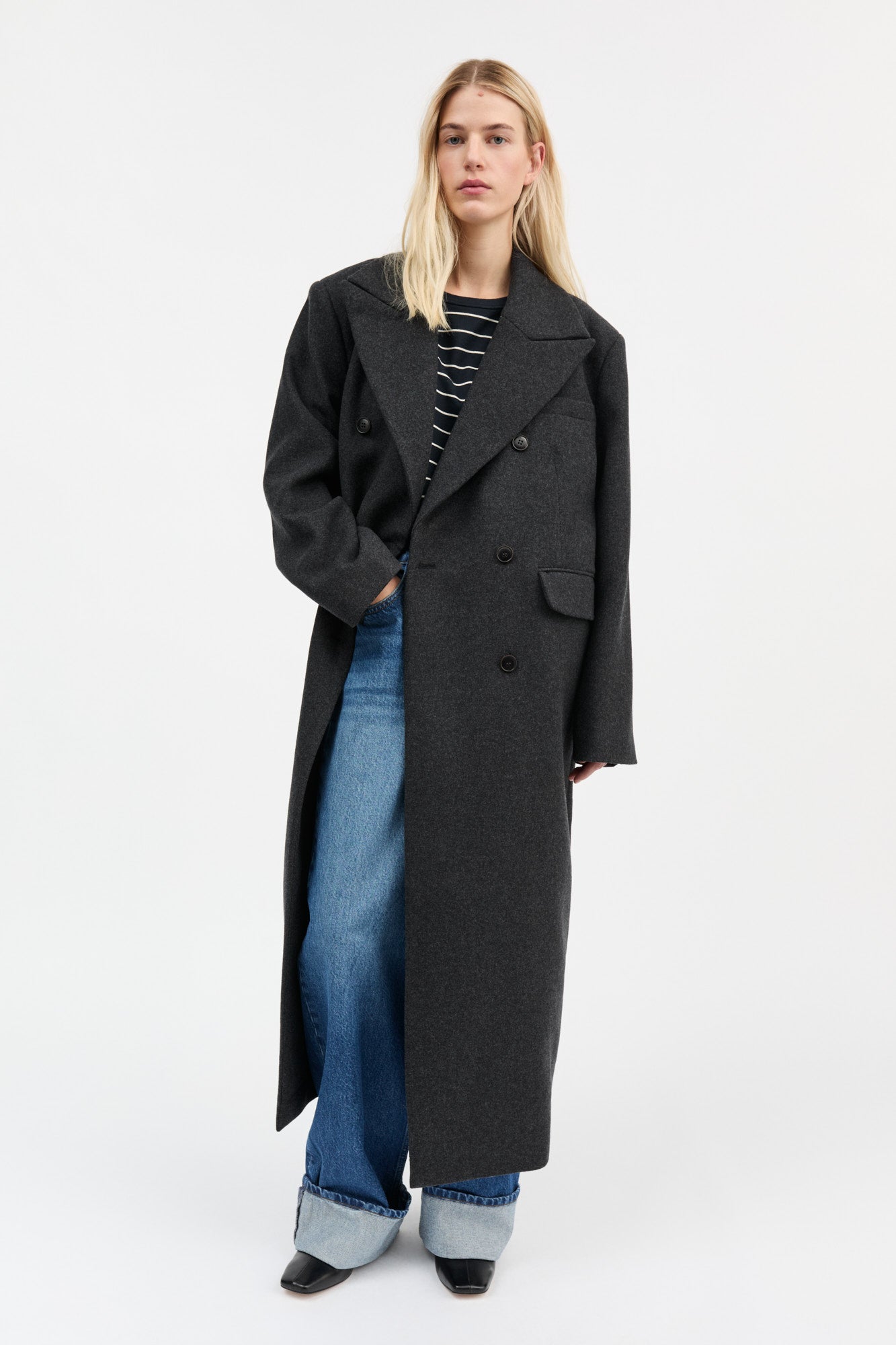 Skall Studio David coat Coat Dark Grey Melange