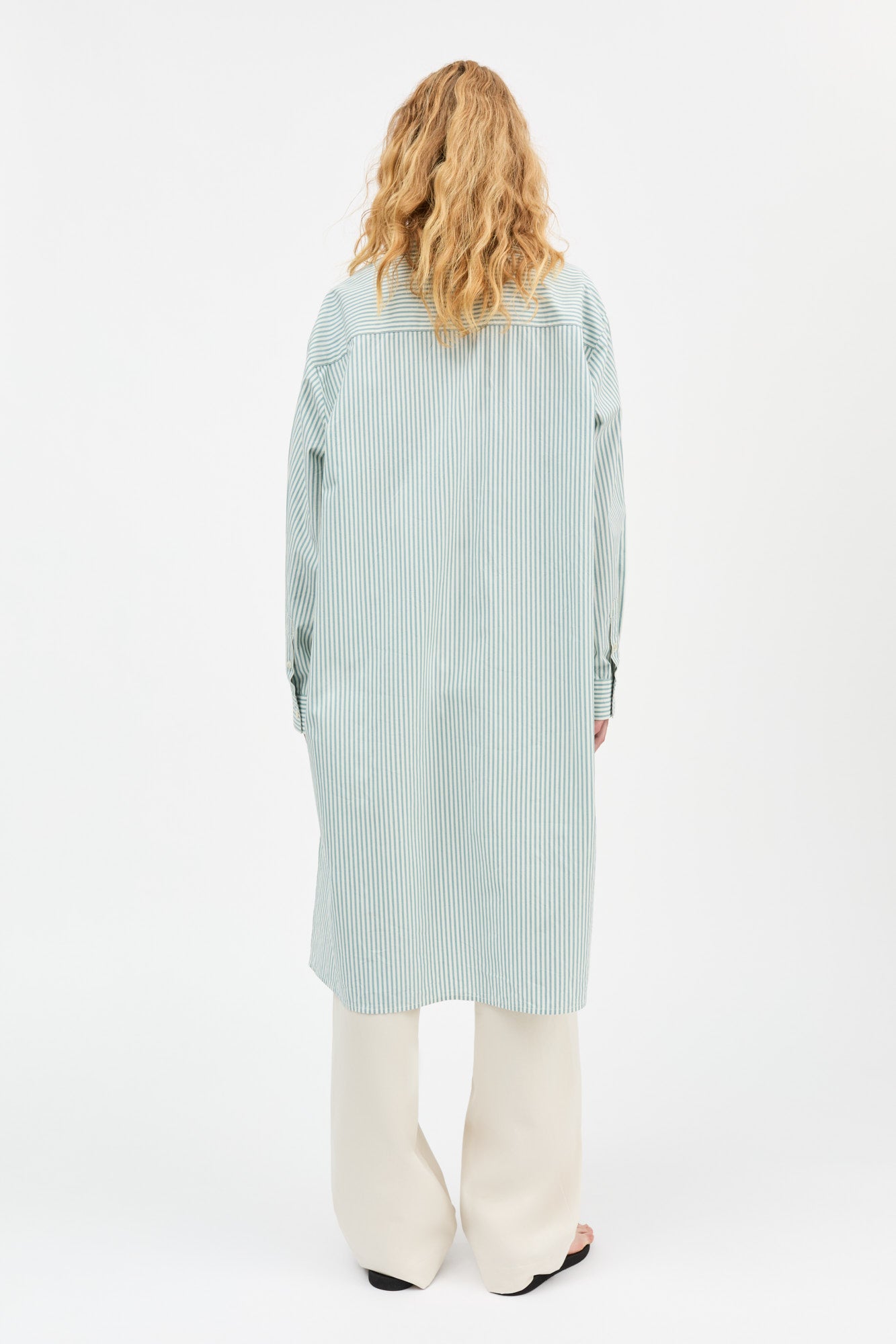 Edda shirtdress - White/Aqua stripe Skall Studio ENG Edda shirtdress - White/Aqua stripe Skall Studio ENG