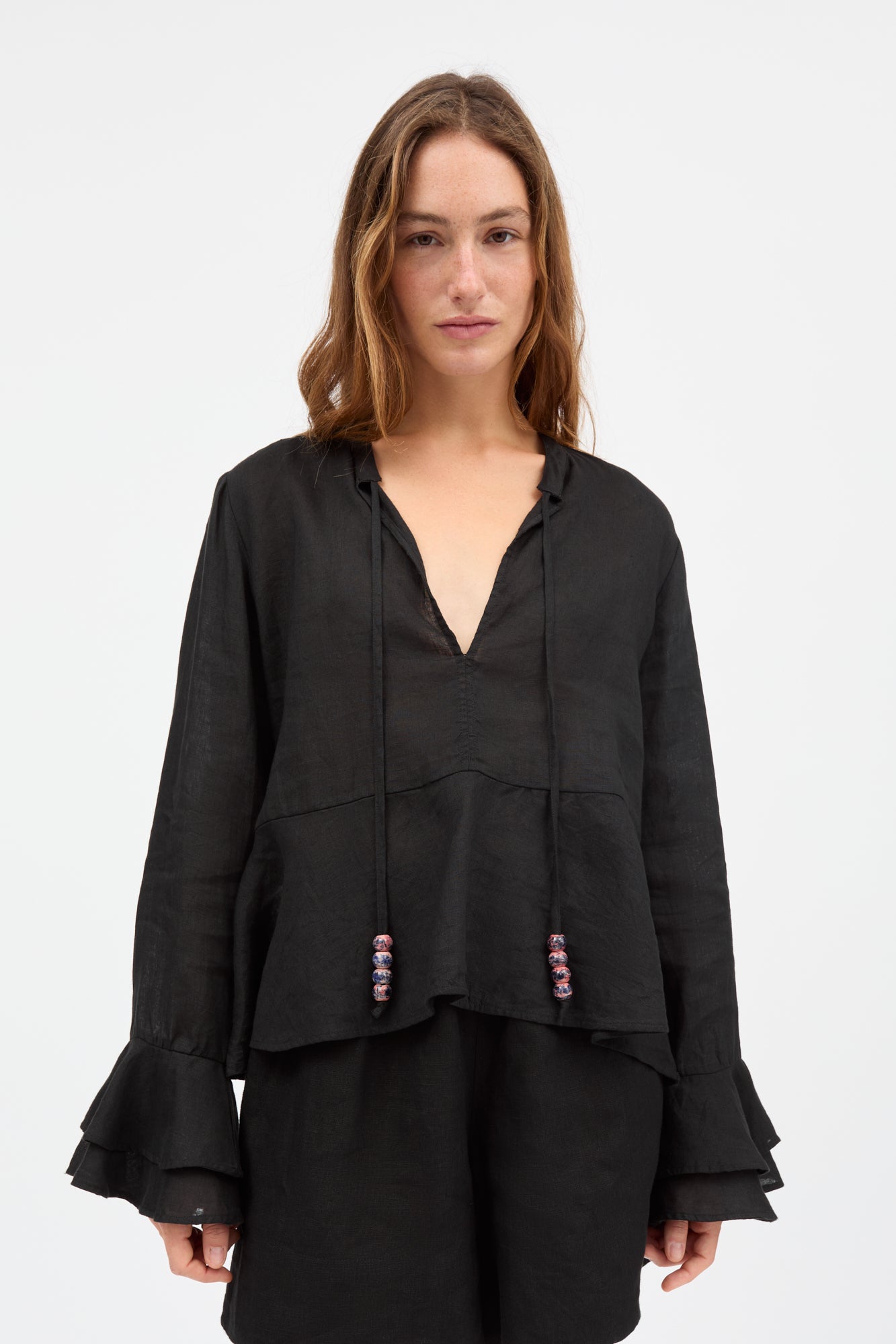 Skall Studio Frigga flounce shirt Shirt Black