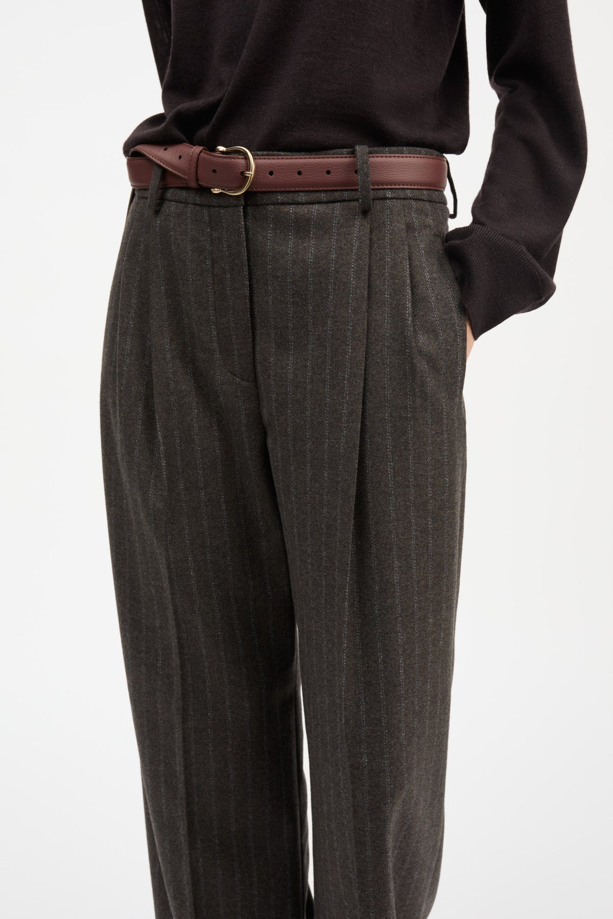 Skall Studio Harry trousers Pants Brown/Black pinstripe