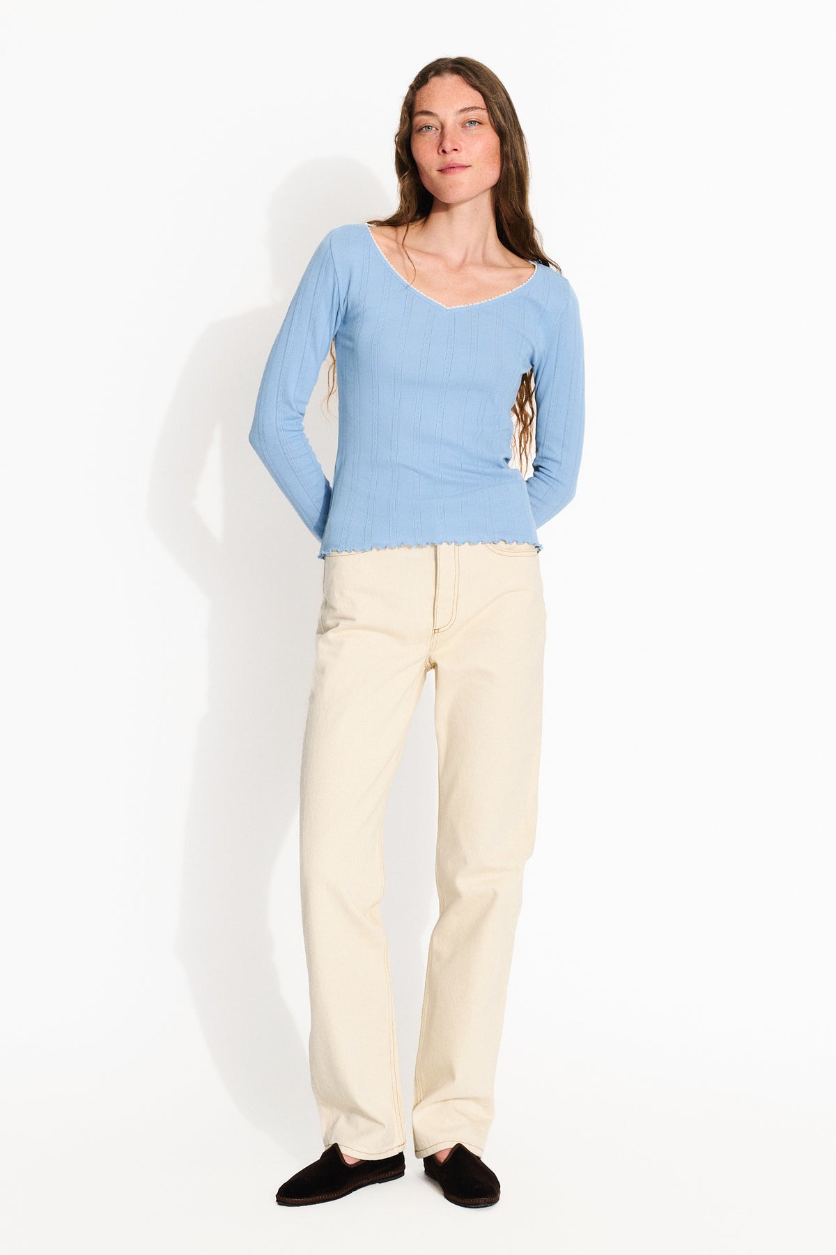 Skall Studio June V blouse Blouse Blue whisper