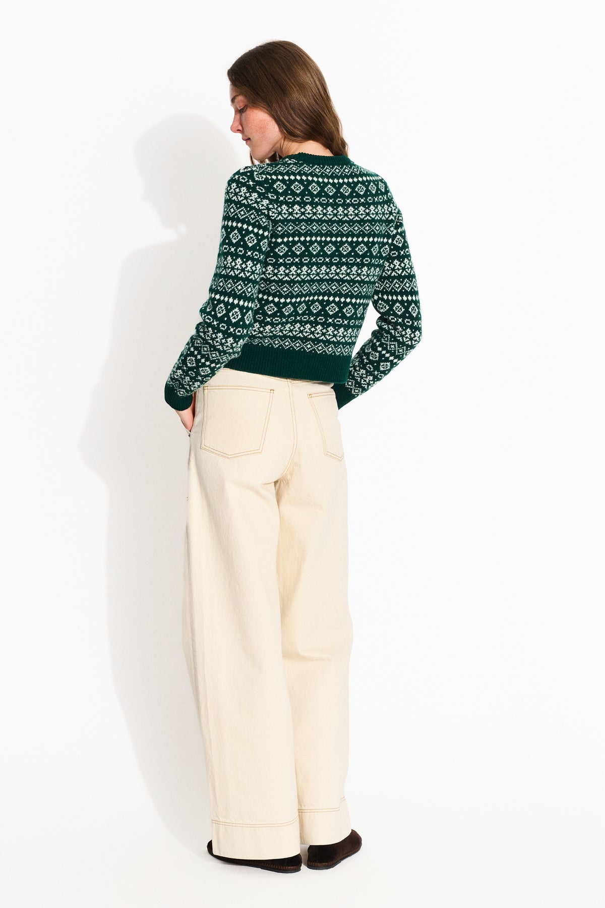 Skall Studio Lotta jumper Jumper Green/Ecru jacquard