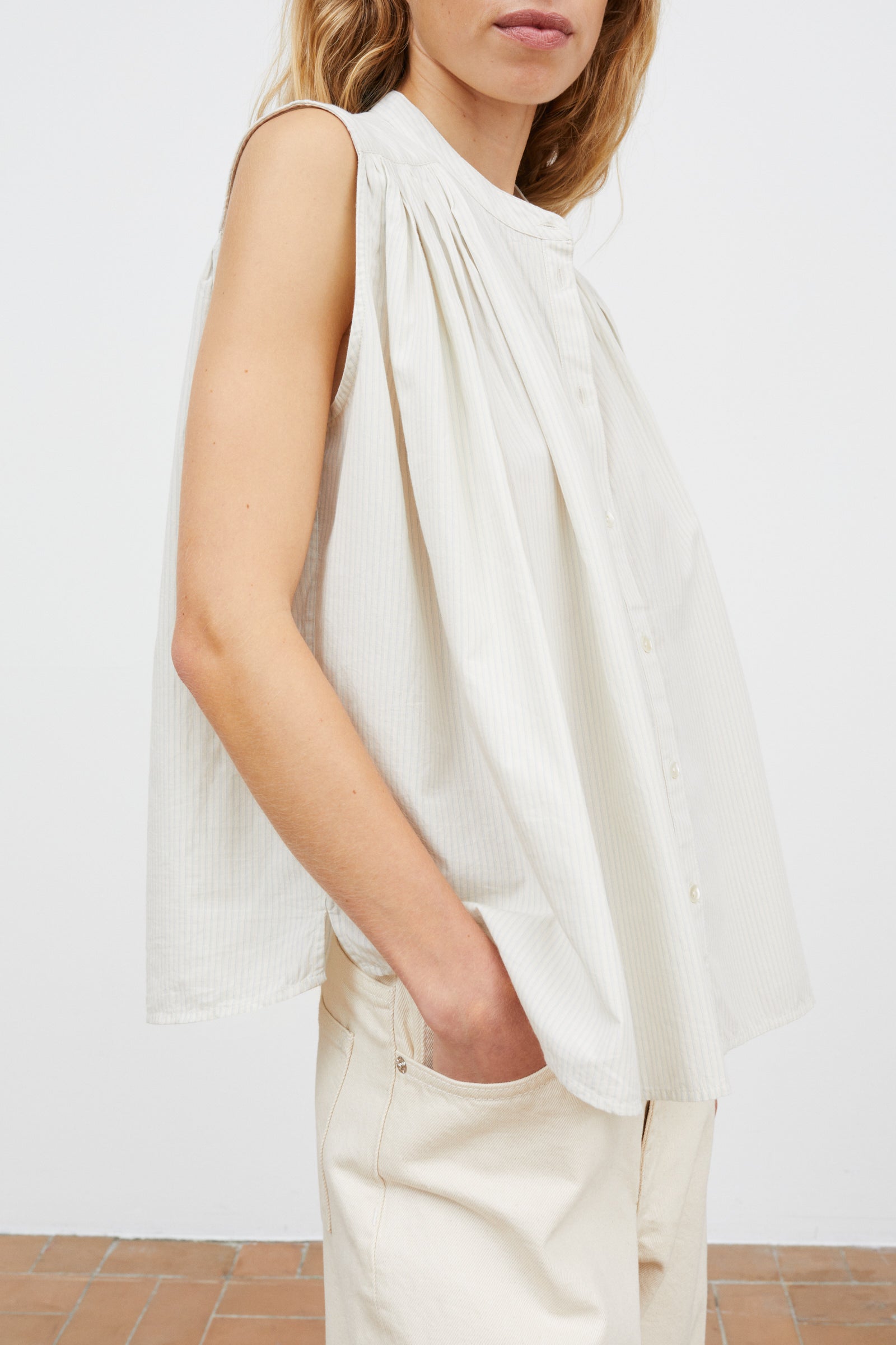 Skall Studio Louise top Top Light blue/White stripe