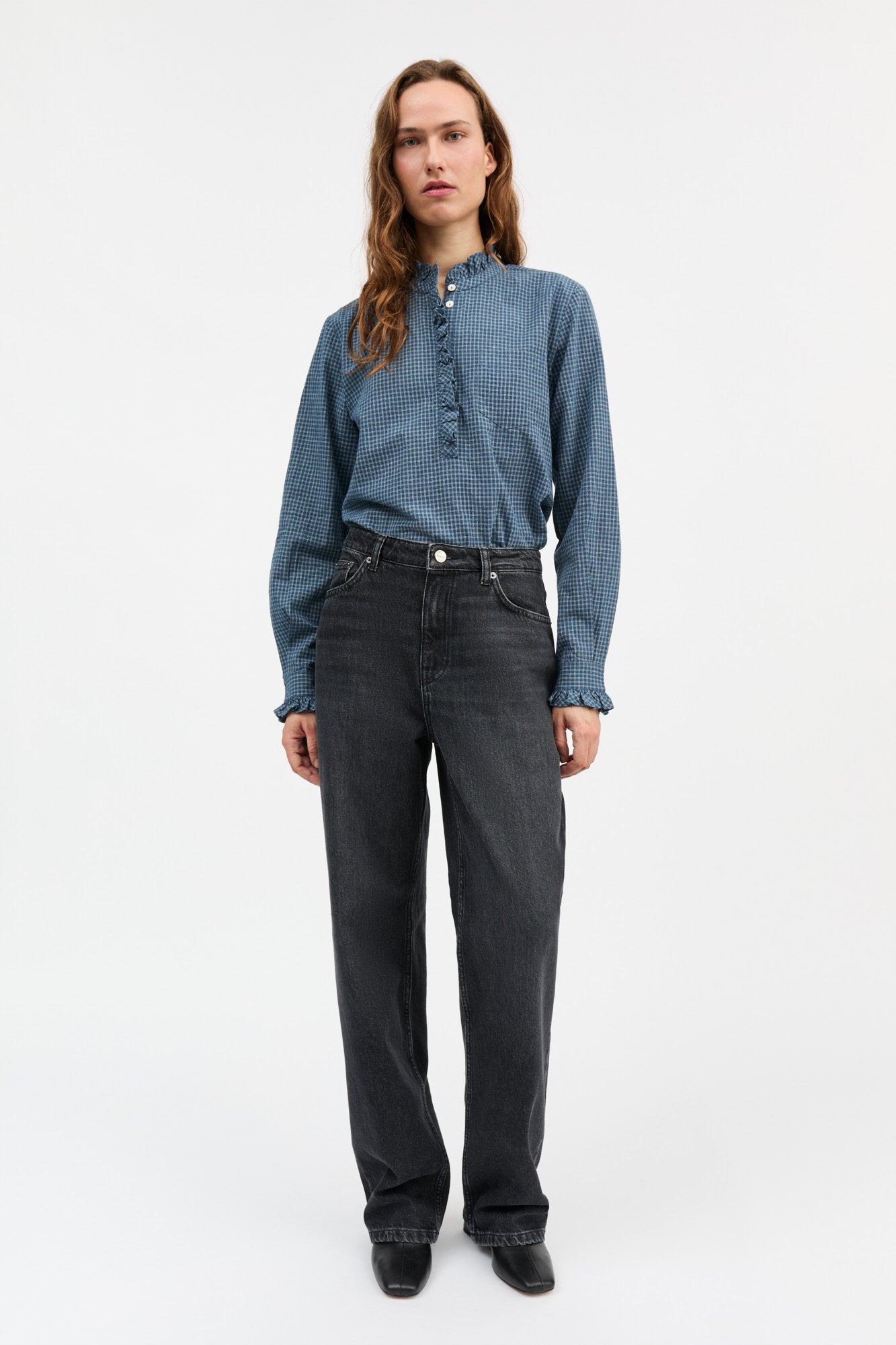 Skall Studio Lune shirt Shirt Blue/Cream mini check