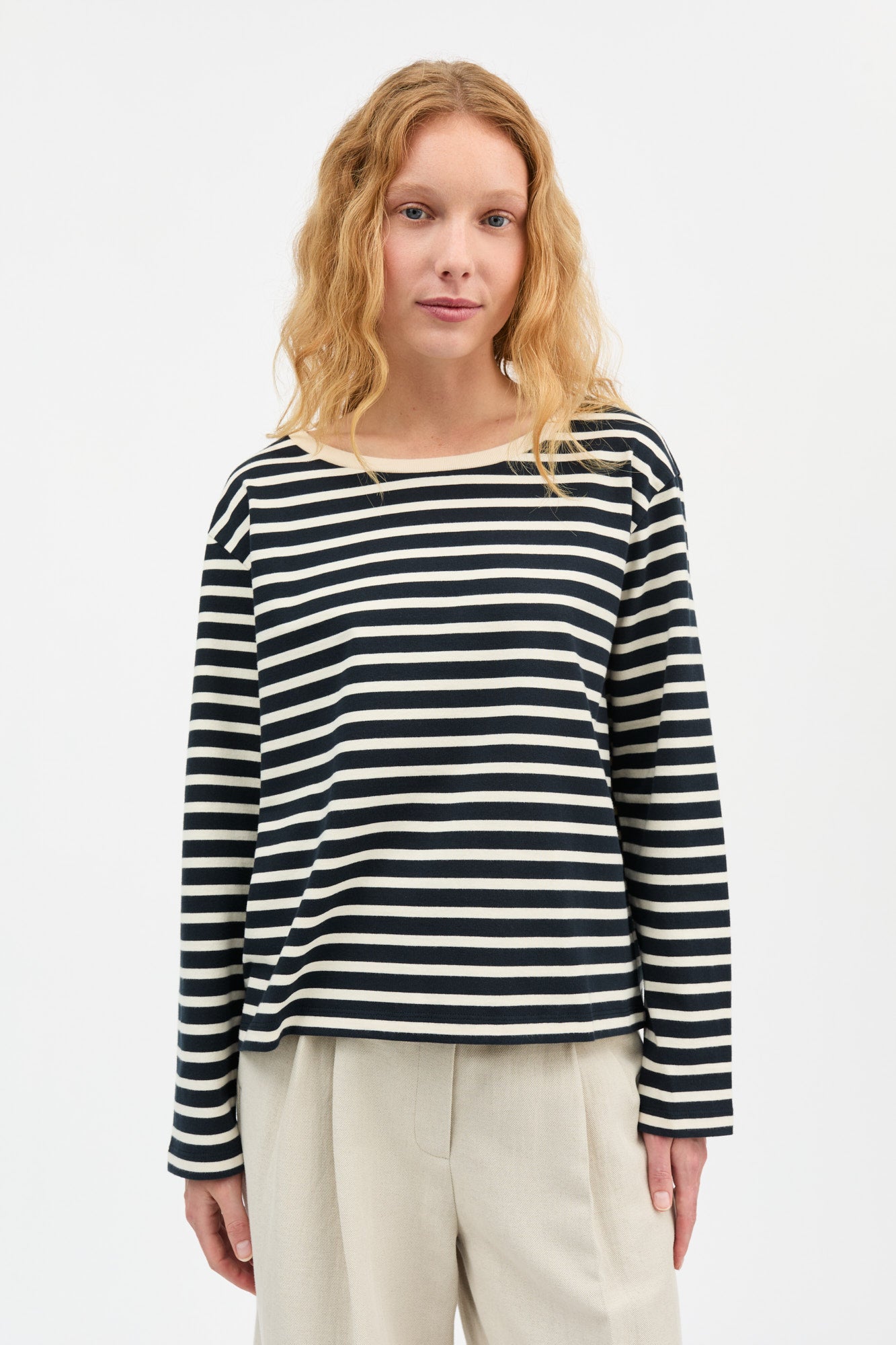 Skall Studio Marron oversized blouse Blouse Navy/Off white stripe
