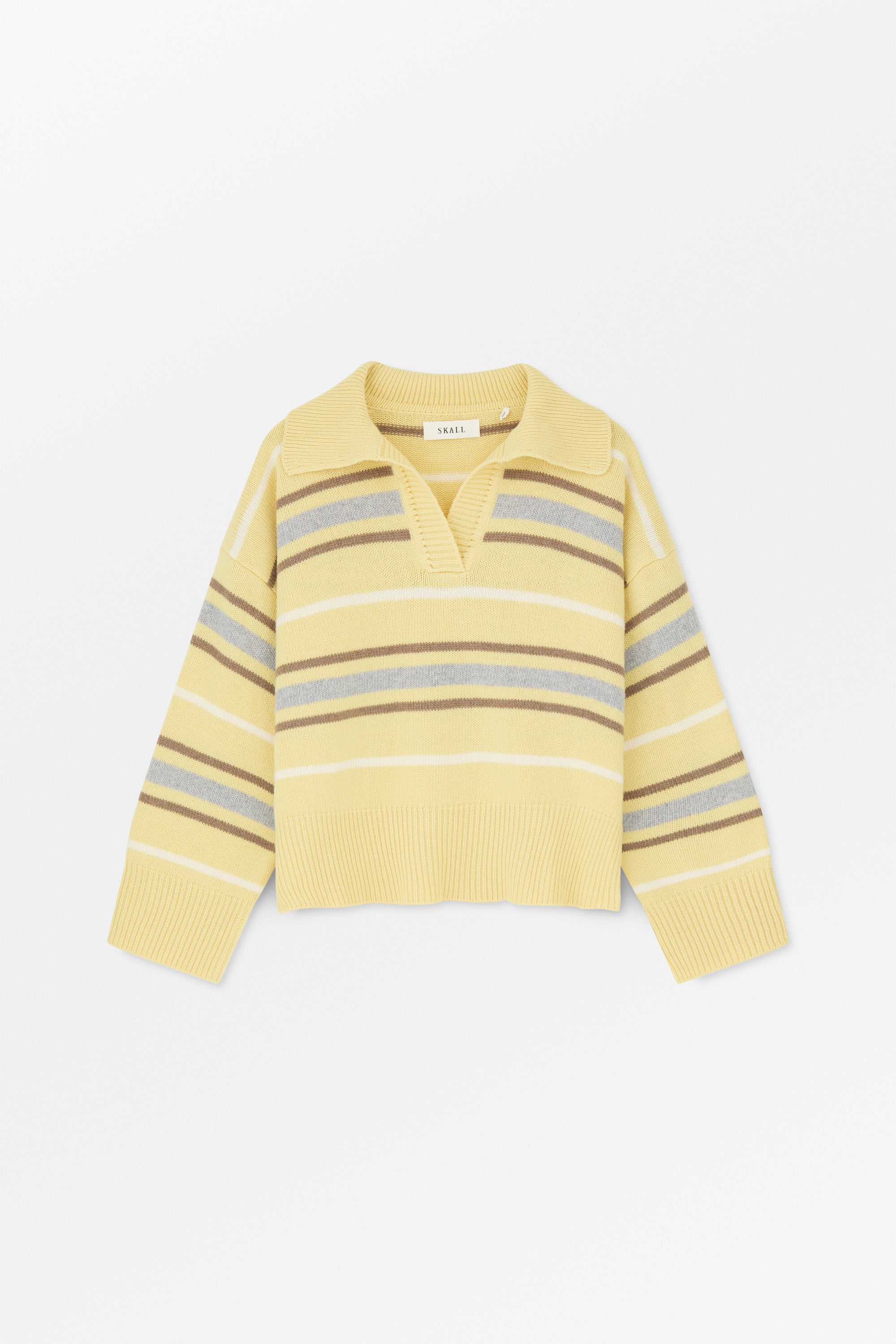 Skall Studio Paul V-neck jumper Jumper Yellow/Grey stripe