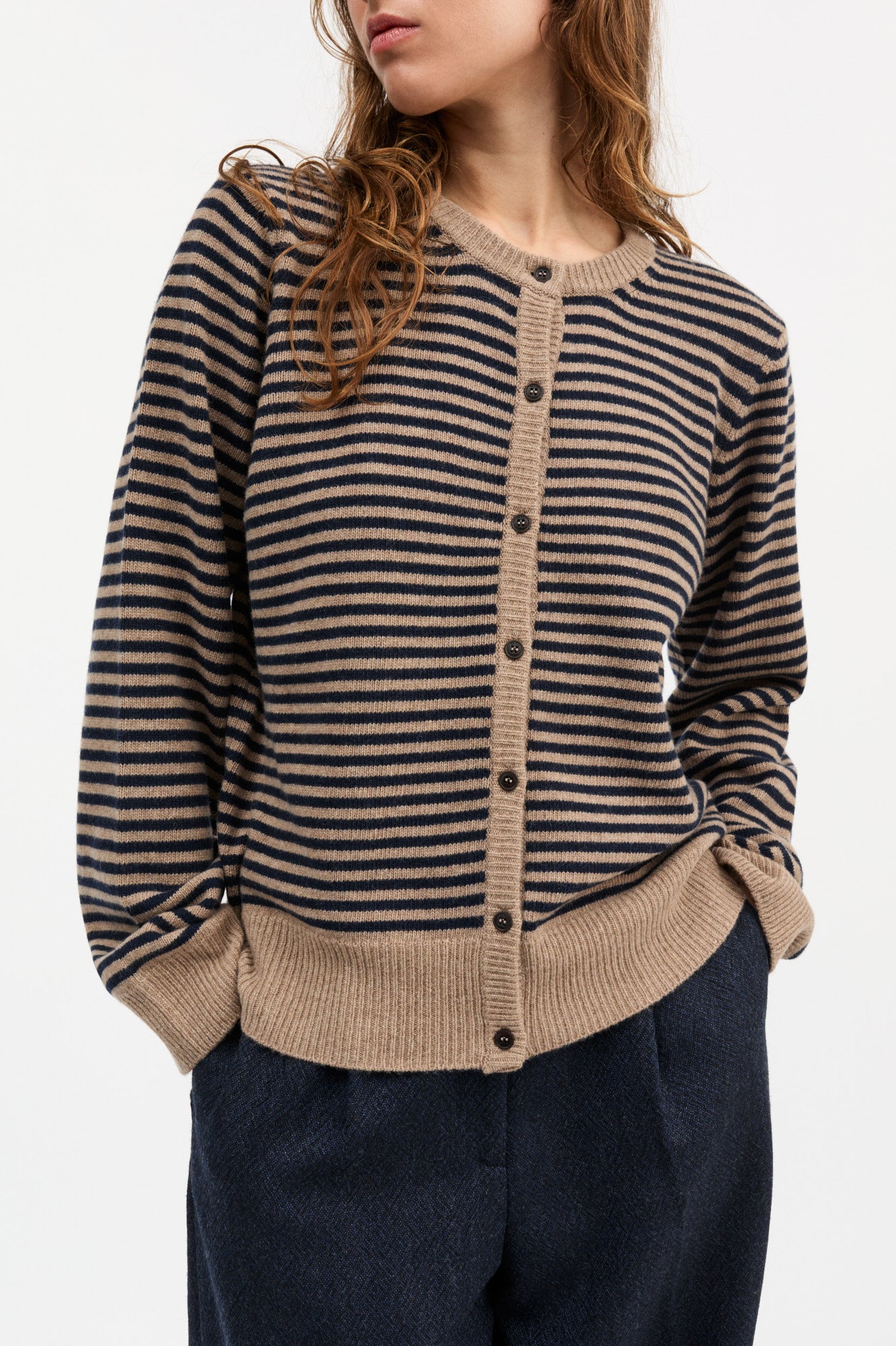 Skall Studio Senna cardigan Cardigan Brown/Navy stripe