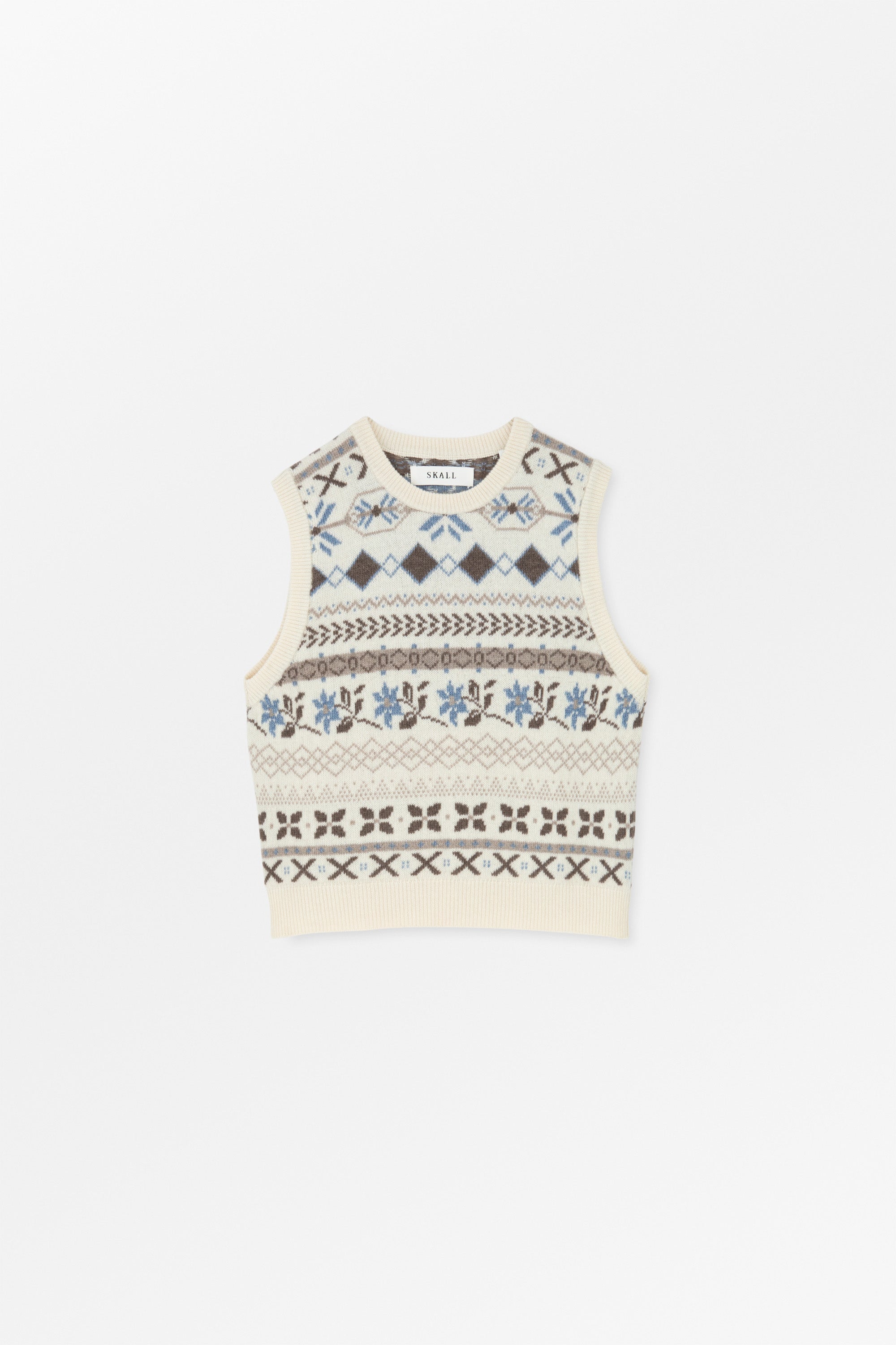 Vero vest - Brown/Ecru jacquard – Skall Studio ENG Vero vest - Brown/Ecru jacquard – Skall Studio ENG