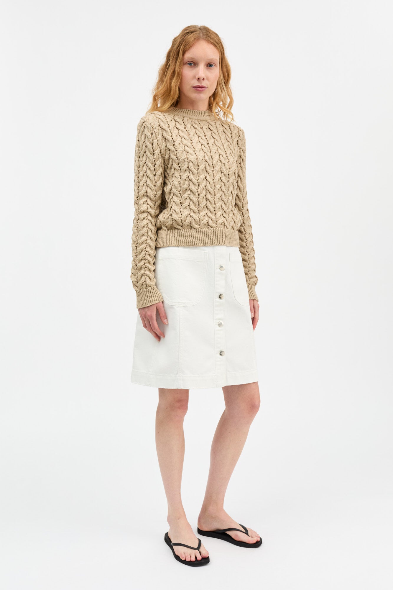 Skall Studio Wavy O-neck jumper Jumper Warm beige